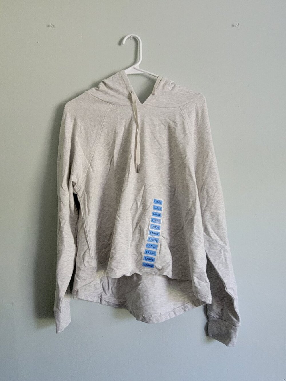 Member's Mark Grey Hoodie Women's Large French Terry High-Low Long Sleeve NWT